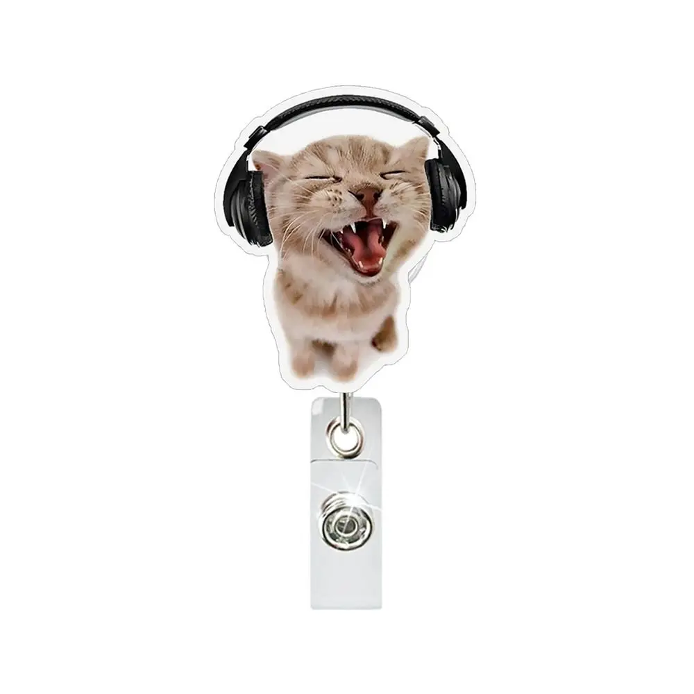 Acrylic Funny Cat Memes Series Keychain Lanyard Acrylic Name Tag Holder Retractable Memes Badge 1005008877956719