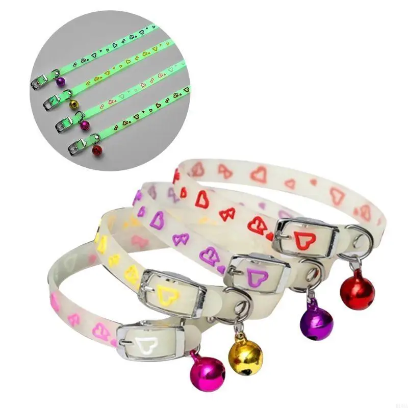 Pet Glowing Collars with Bells Glow at Night Dogs Cats Adjustable Necklace Safe 1005008878837482