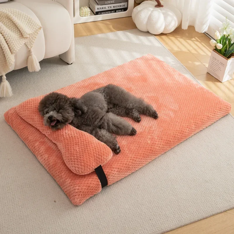Large Dog Bed with Pillow Washable Plush Pet Bed Anti Anxiety Warm Dog Sleeping Mat Comfortable Pet 1005008879127243