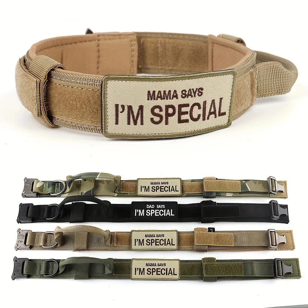 Heavy Duty Tactical Dog Collars with Handle Military Collar with Patch Outdoor Training and Walking 1005008898206146