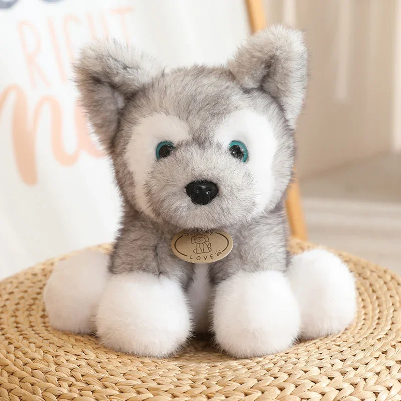New Cuddly Sitting Little Wolf Dog Plush Toys Soft Fluffy Husky Puppy Doll Lovely Companion Pets 1005008901385322