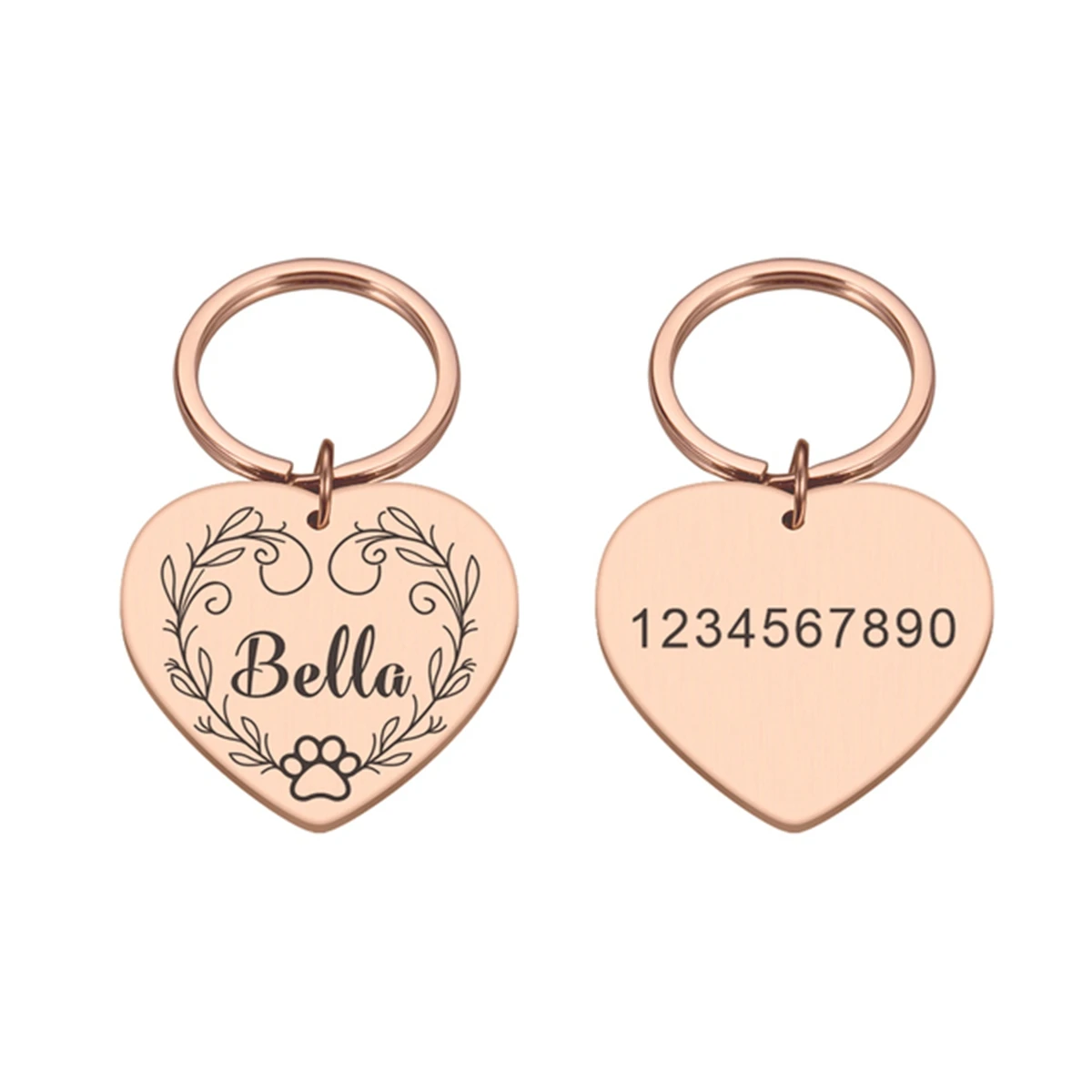 Nice Dog Paw Prints and Vine Customized Text Cat Dog ID Tag Name with Cute Symbols Customized (1 Pc) 1005008904459266