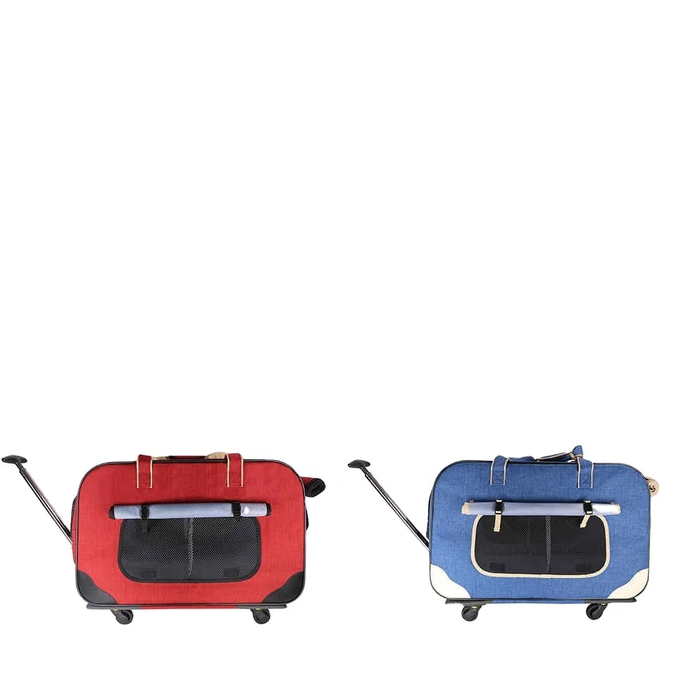 Pet Dog Carrier Bags with Removable Rolling Wheels Dogs Cats Backpack Breathable Luggage Pets Car 1005008926992393