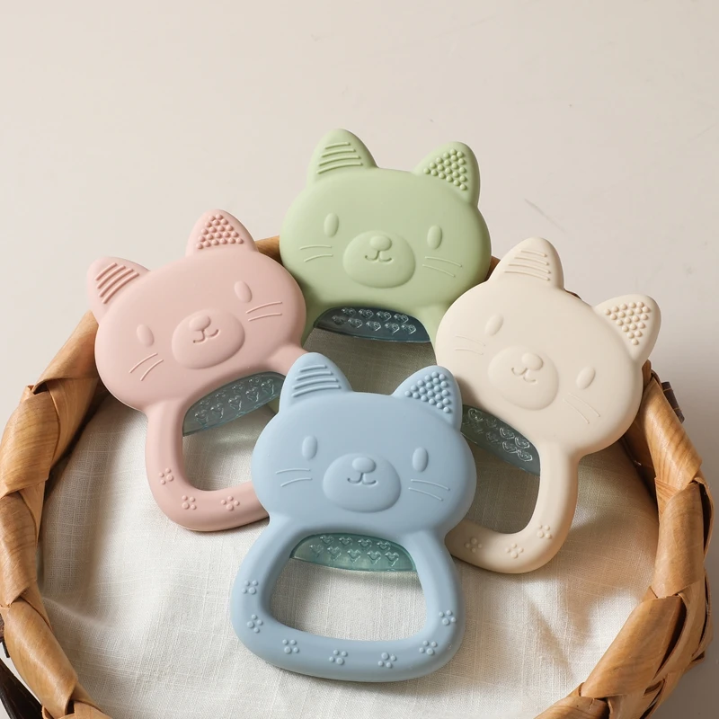 Silicone Baby Teething Toys Cartoon Kitten Water Silicone Chewing Toy Sensory Touch of Baby 1005008944859927