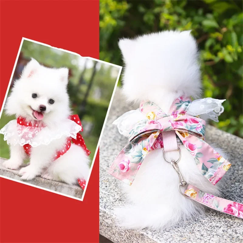 New Sweet Bow Chest Dog Cat Harness Leash Puppy Small Dogs Harnesses Vest for Chihuahua Yorkshire 1005008965954525