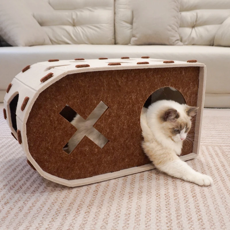 Blanket Cat Beds for Indoor Cats, 2 in 1 Large Cat House, Foldable Tunnel Enclosed Bed 1005008970680062