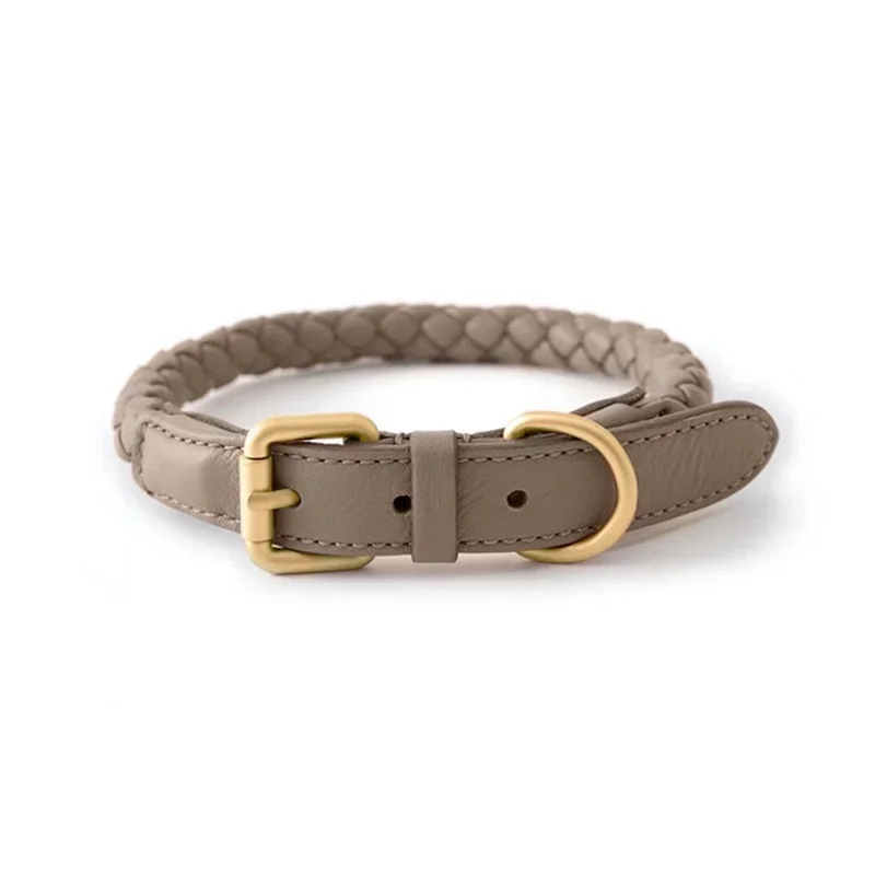 PU Leather Alloy Dog Collar Durable Fashion Knitted Traction Rope for Medium Dogs Outdoor Walking 1005008971585867