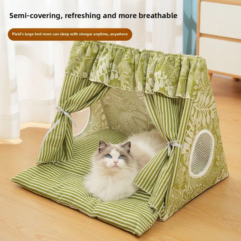 Cute Cat Tent House Removable Clean Dog Tent Bed Breathable Cool Cats Summer Cave Large Space Puppy 1005008980692333