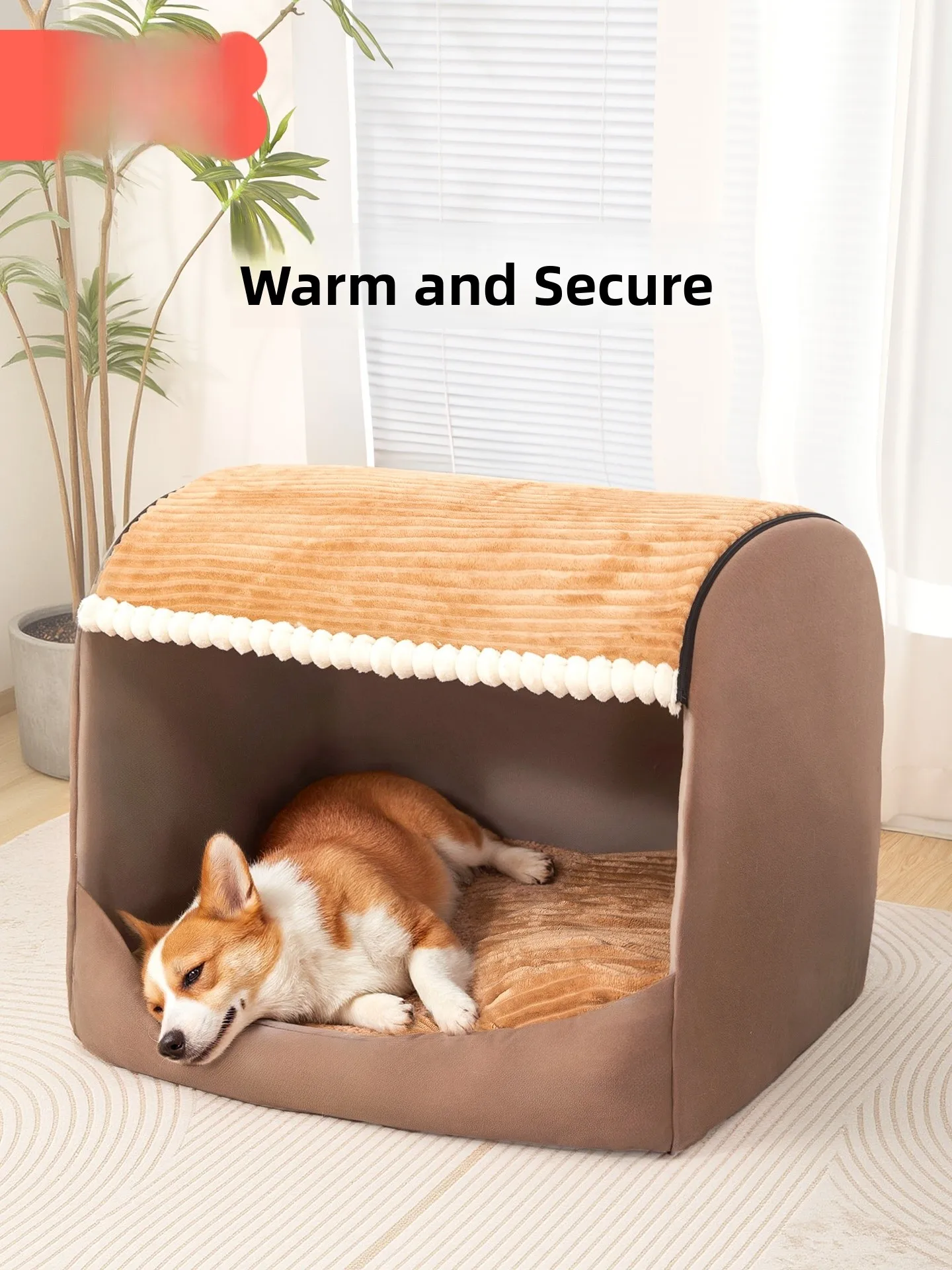 Detachable Washable Large Dog Bed Winter Warm Half-Closed Dog House Pet Dog Bed All-Season 1005008985140176