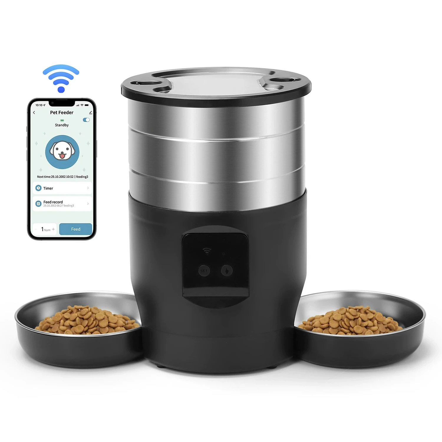 4.5L Ifi version pet feeder intelligent food dispenser with dual bowls 1005008987147815