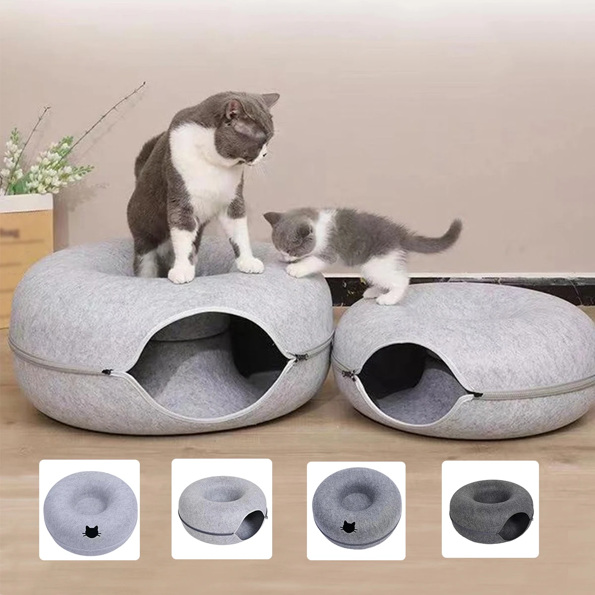 B-Tunnel Donut Cat Bed Interactive Tunnel Pet Felt Indoor Toys Cats House Kitten Training Toy Cat 1005008987168859