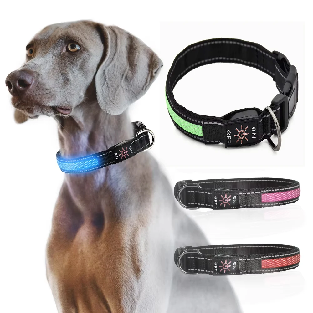 Breathable LED Pet Collar with Light Adjustable Nylon Leash for Dogs Night Walking 1005008990248801