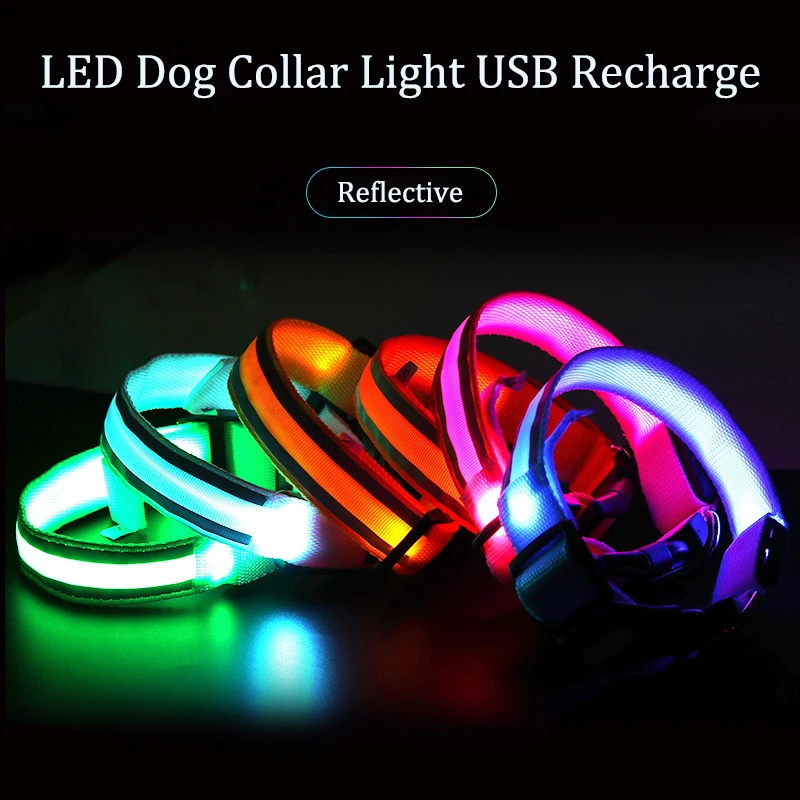 Reflective Dog Collar Luminous Night Safety Usb Rechargeable LED Dog Collar Light For Small Dogs 1005008991065914
