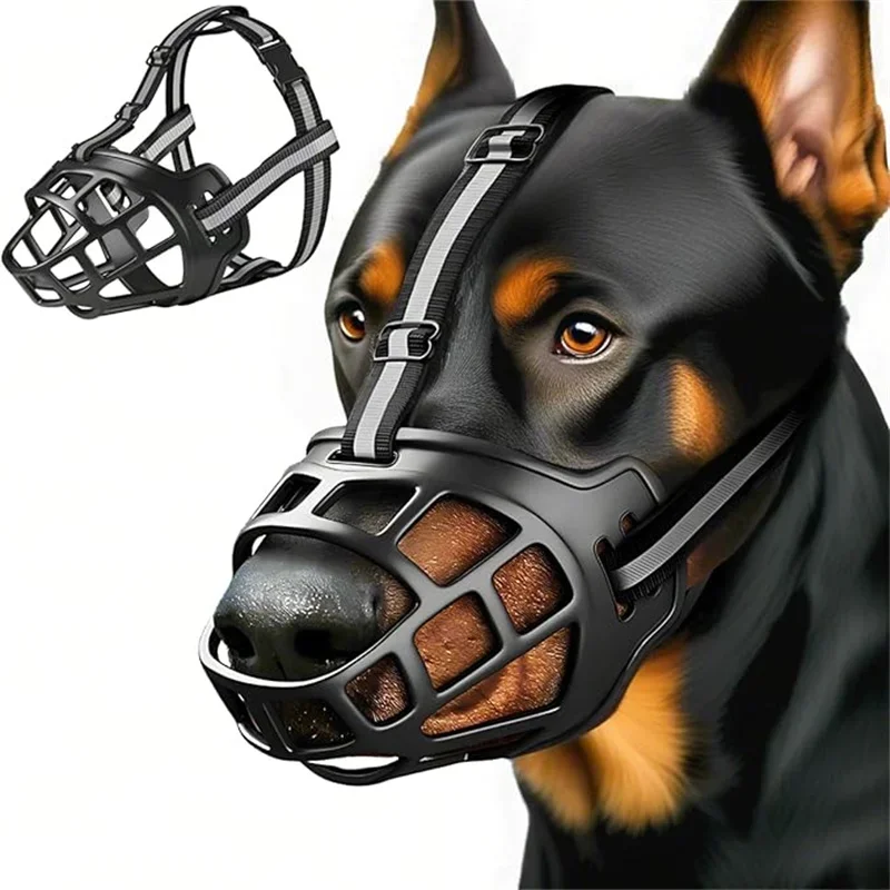 Reflect Light Dog Mouth Guard Cover Comfy Breathable Basket Muzzle Against Biting Barking Dog Mask 1005008991927043