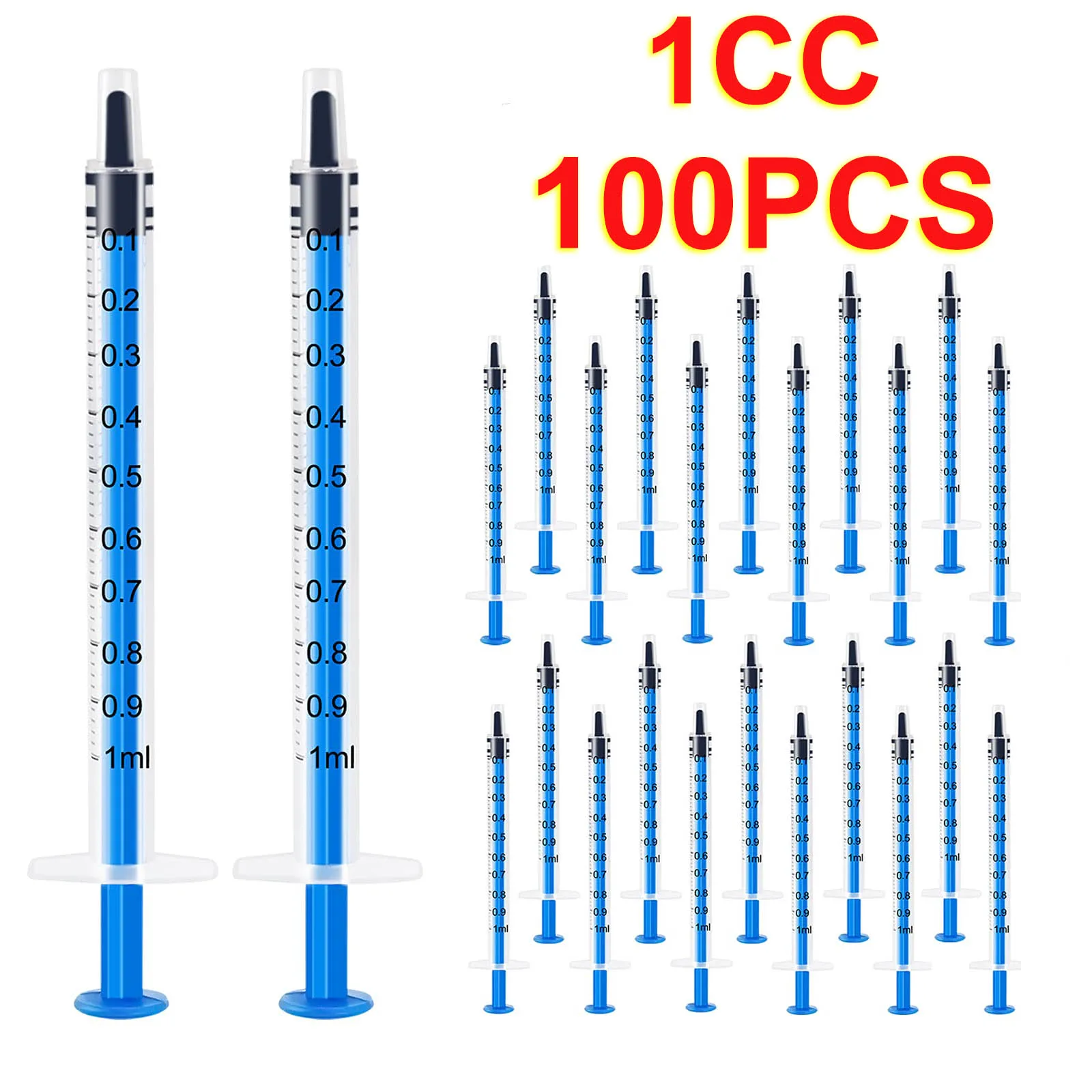 Blue 100 Pcs 1ml 1cc Plastic Syringe No Needle Syringe Sterlie Individually Package for Pets 1005009002898054