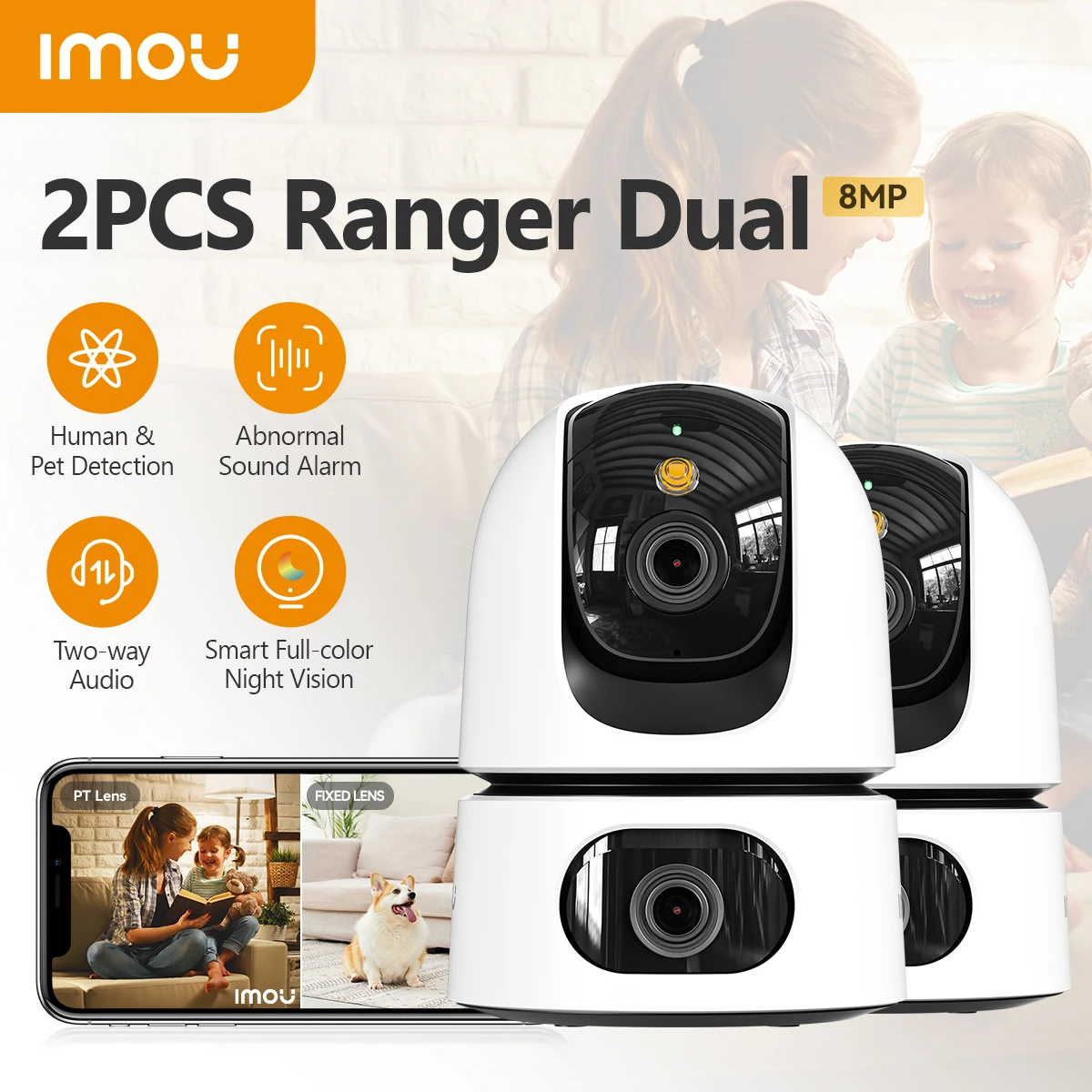 IMOU Dual Lens PTZ Wifi Camera Indoor CCTV Surveillance Camera Pet Detection Auto Tracking (2PCS) 1005009014205806