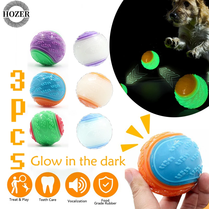Interactive Dog Toy Elastic Soft TPR Rubber Ball Durable Squeaky Chew for Dogs Teething Cleaning 1005009015873727