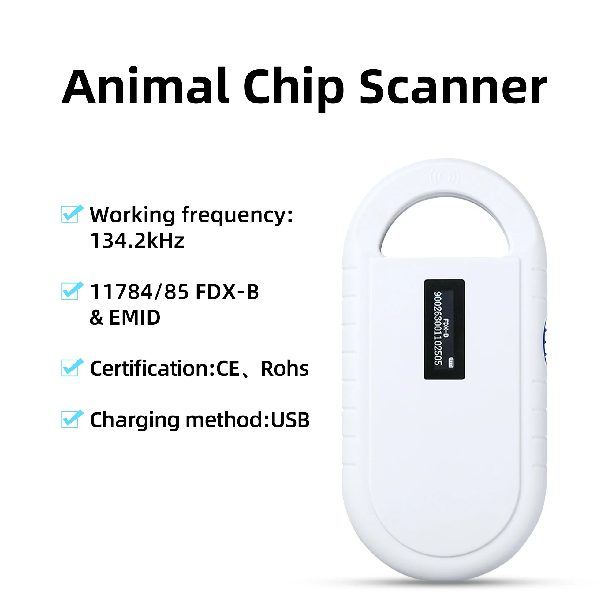 5YOA Pet Scanner OLED Display ISO11784/5 Animal Pet ID Reader Chip Transponder USB RFID Handheld 1005009025864959