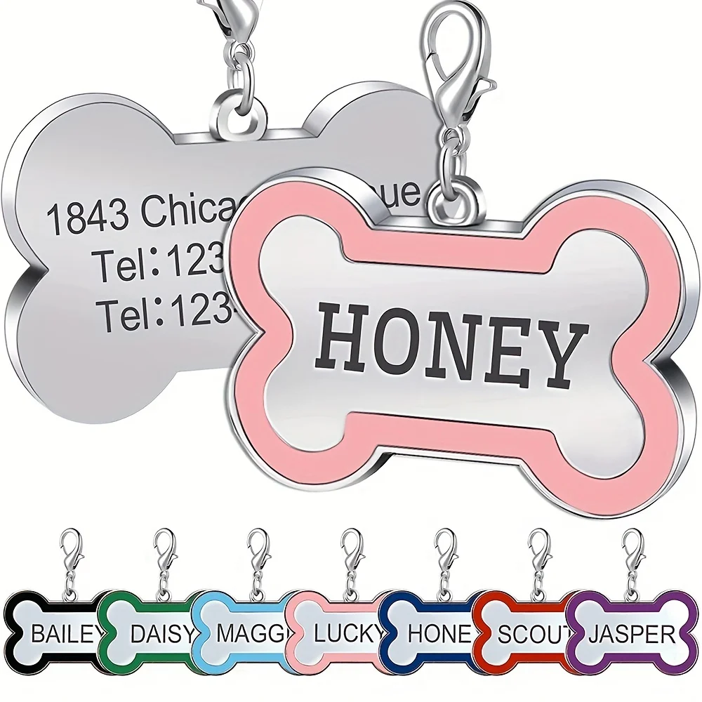 Custom Engraved Name Dog Tag for Pets Personalized Zinc Alloy Bone-Shaped ID Dog Cat Tag With (1PC) 1005009029884277