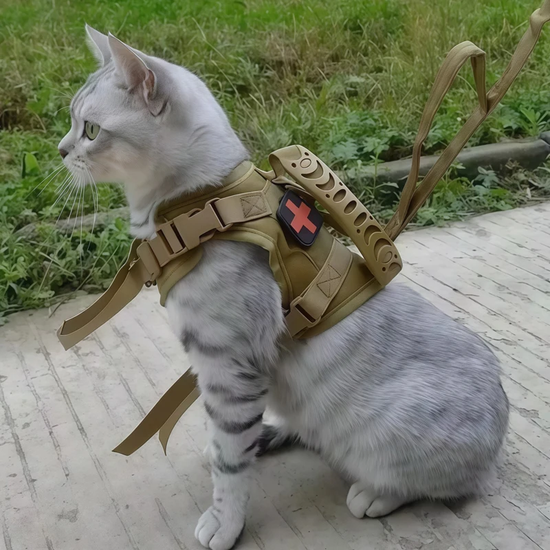 Outdoor Tactical Cat Harness for Walking Escape Proof Adjustable Waterproof Pet Harness Soft Mesh 1005009030576619