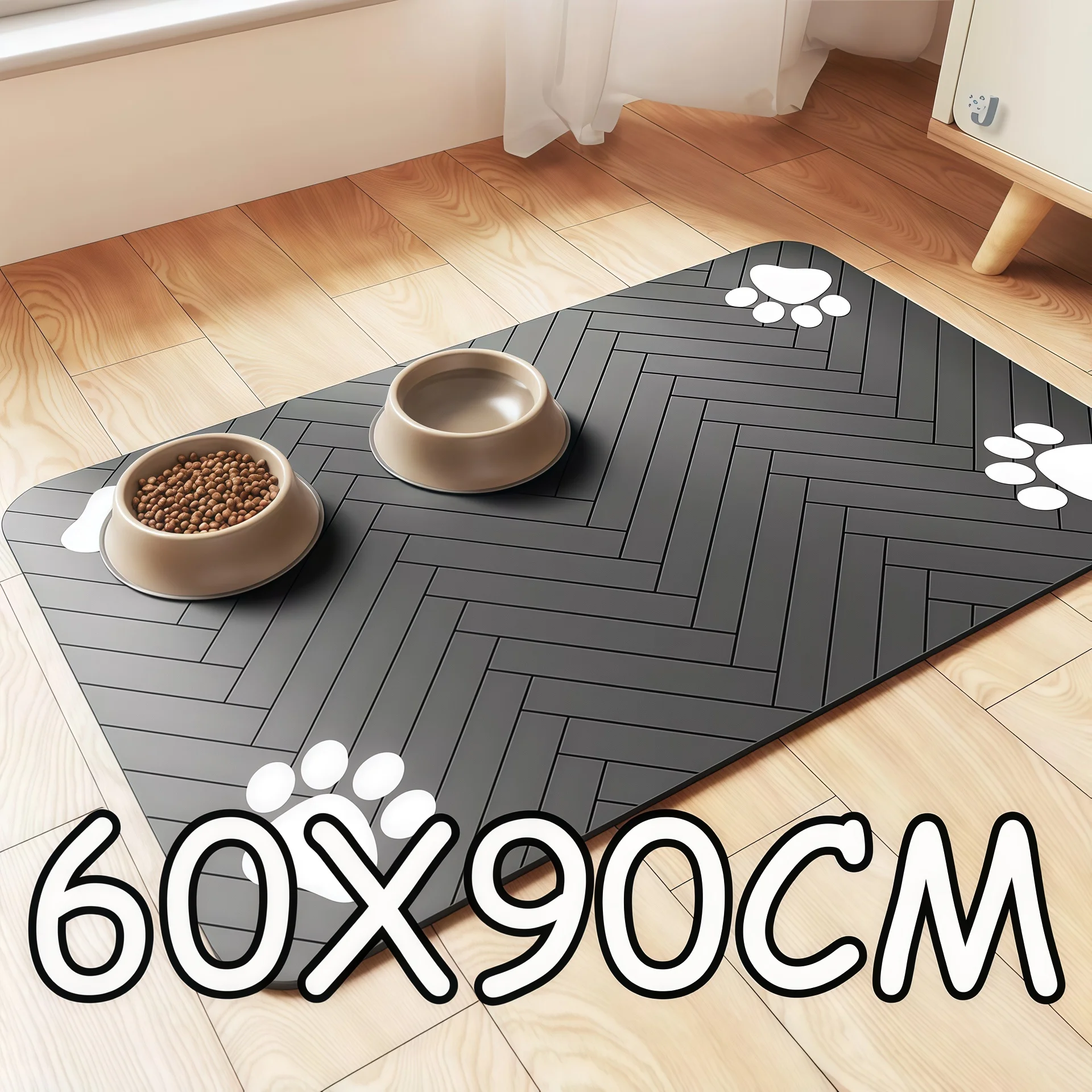 60X90CM Pet Dog Feeding Mat Pet Placemat for Food and Water Bowl with Waterproof Rubber Backing 1005009035210553