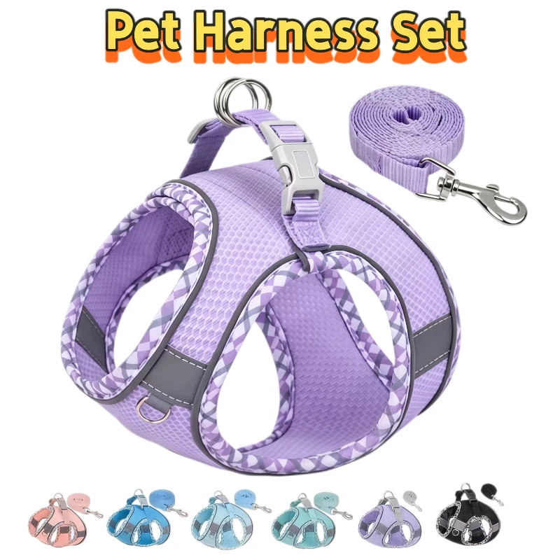 Pet Dog Harness and Leash Set for Small Medium Outdoor Walking Reflective Adjustable Cat Vest 1005009038748659