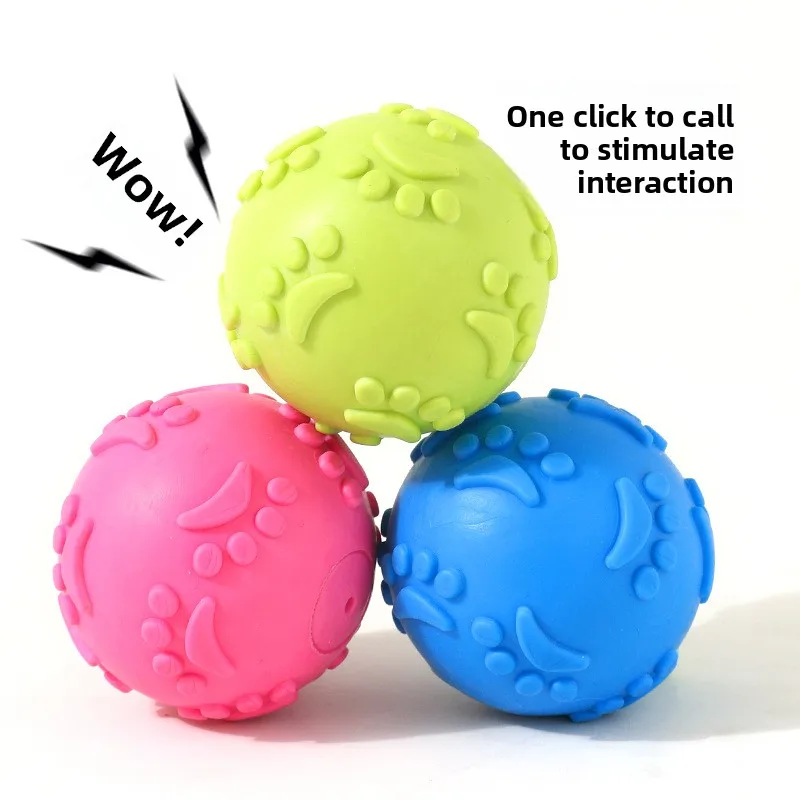 Durable Chew Resistant Squeaky Paw Print Ball Dog Toy 1005009060613512