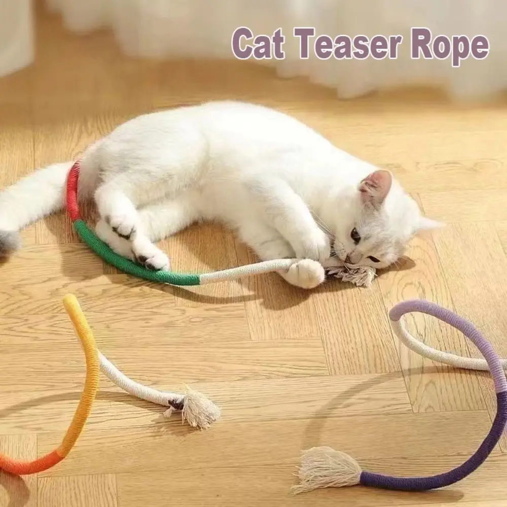 Fun Cotton Rope Cat Teaser Rope Relieve Boredom Playing Training Cat Interactive Teasing Toys Bite 1005009068047146