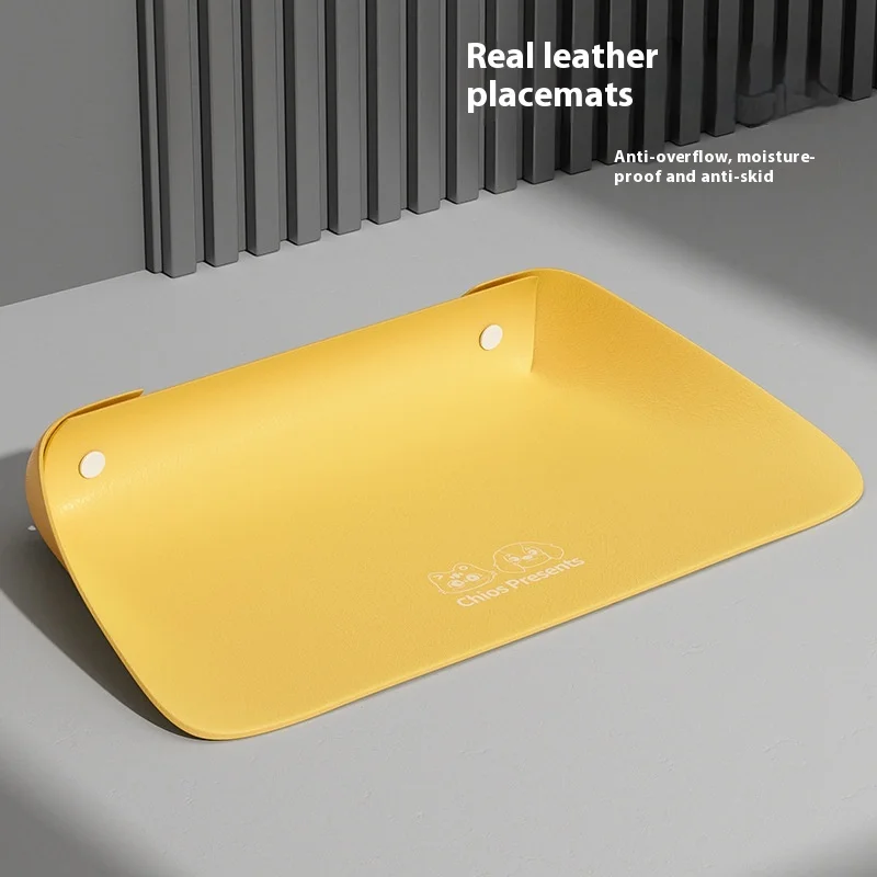 Leather Pet Placemat, Cat Bowl Mat, Semi-Enclosed Thickened Anti-Slip 1005009069704816