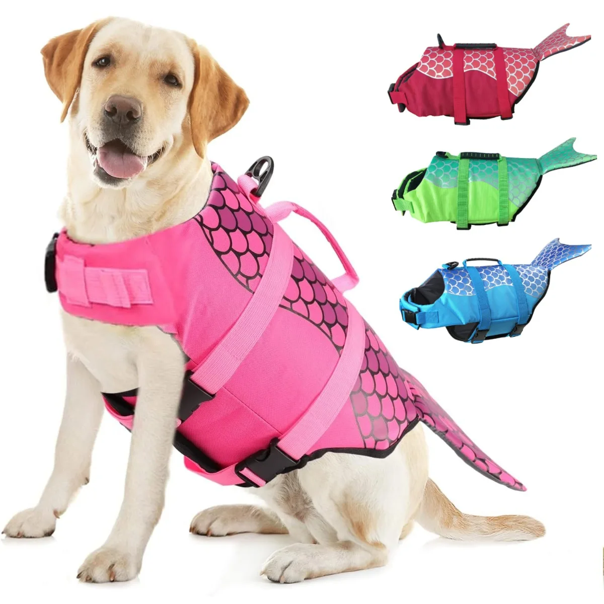 Dog Life Jacket High Buoyancy Ripstop Adjustable Floatation Pet Life Vest Mermaid Design for Small 1005009070060996
