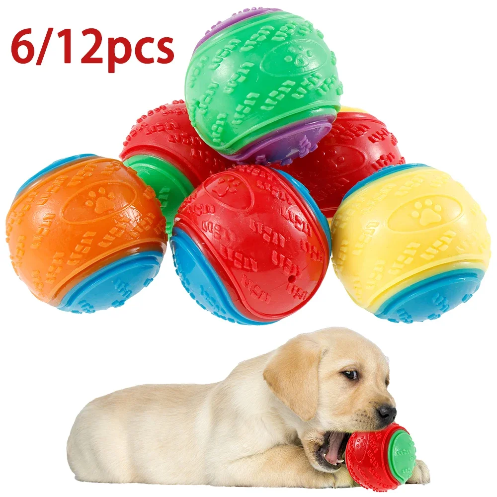 6/12Pcs Dog Squeaky Balls Toys High Bouncy Interactive Toys Rubber Dog Chew Toy Outdoor Throwing 1005009073619772