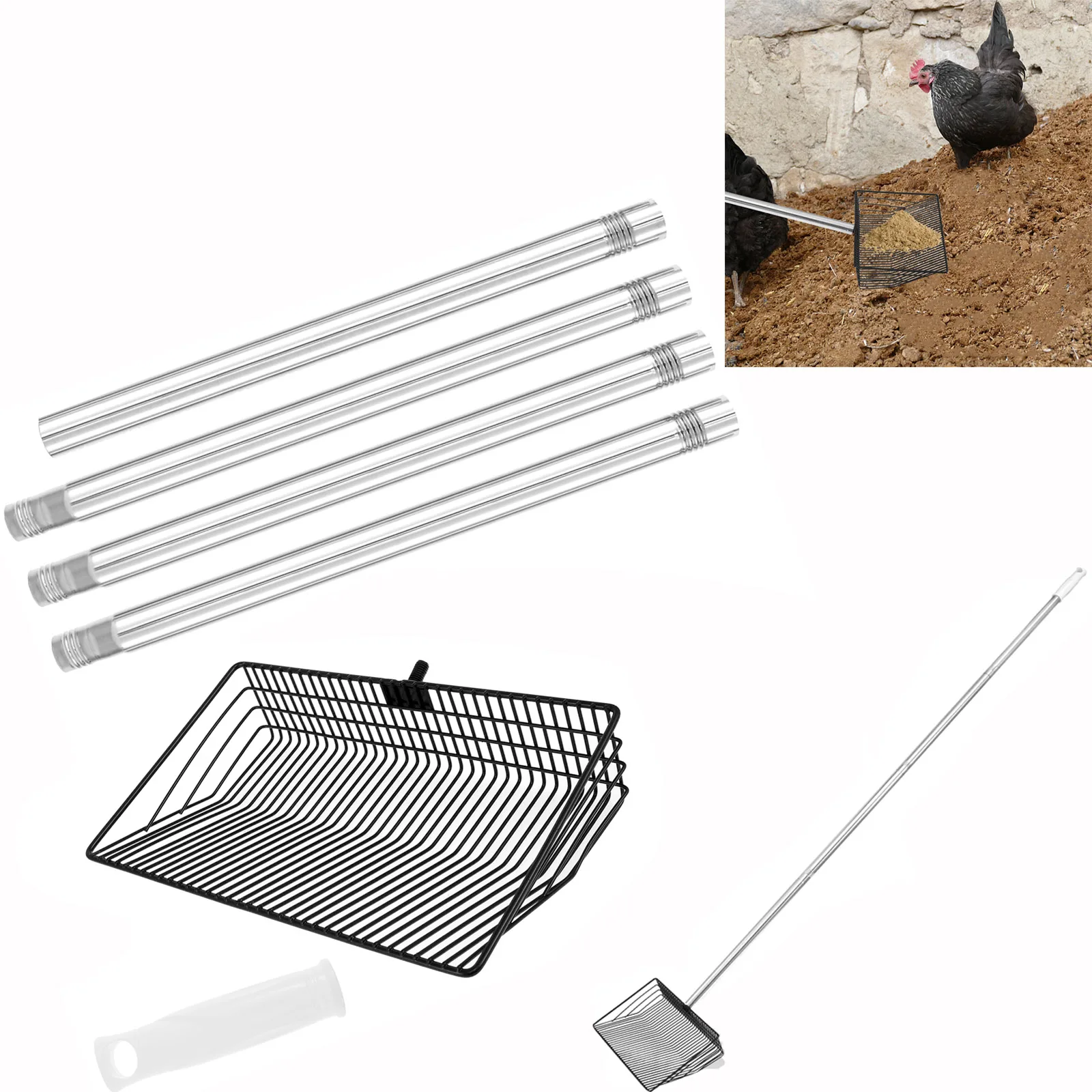 Adjustable Chicken Poop Scooper with Handle Chicken Litter Scooper for Cleaning Shovel for Chicken 1005009077034946
