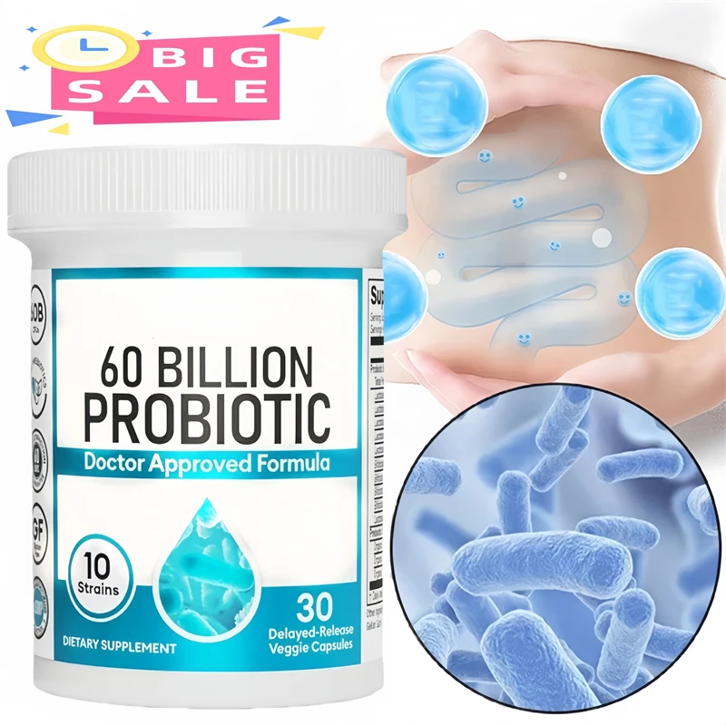 Probiotics 60 Billion CFU Capsules 10 Strains + Organic Prebiotics, Digestive & Gut Health 1005009077857253