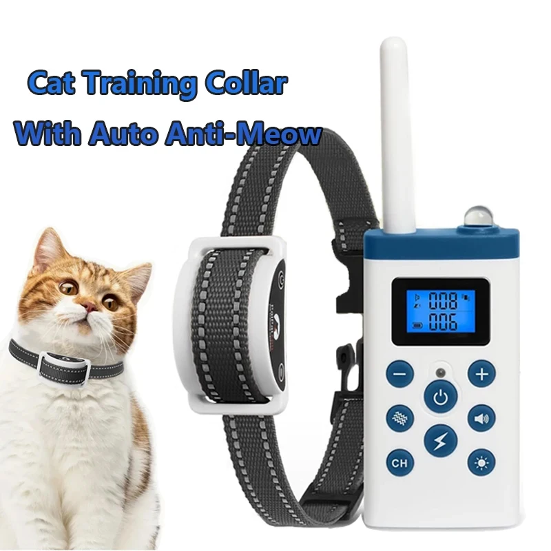Cat Training Collar With Auto Anti-Meow, Cat Shock Collar With Remote, Beep, Vibration 1005009082480896