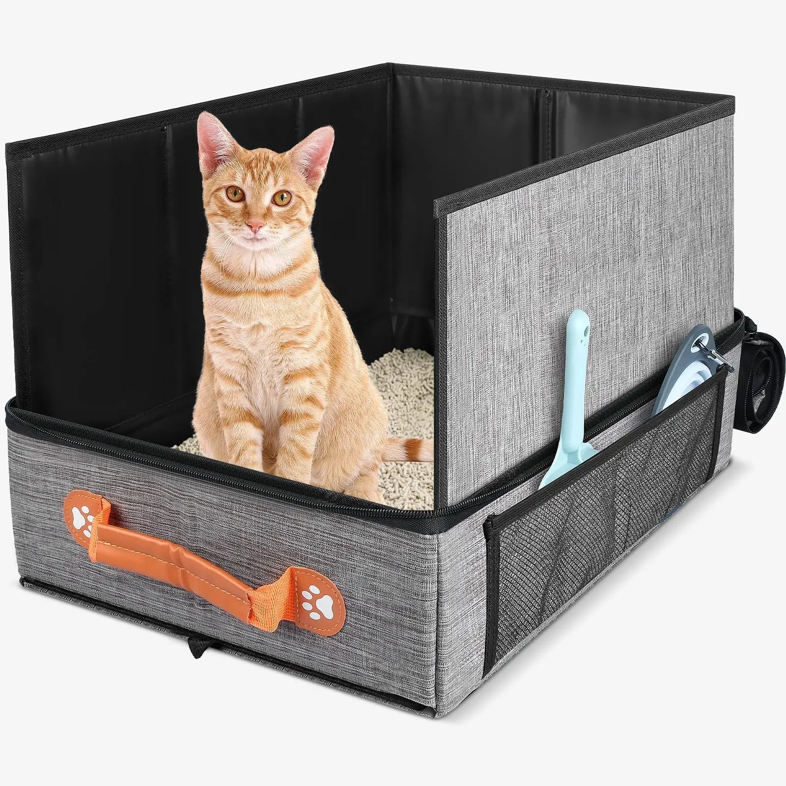 Cat Toilet Out Portable Waterproof Foldable Cat Litter Box with High Baffle Cover Cat Litter 1005009082544436