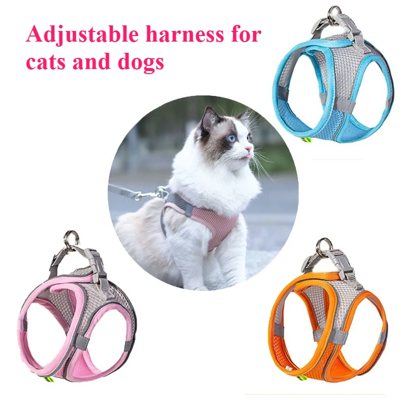 Pet Cat Dog Harness Vest Chest Rope Set Reflective Breathable Adjustable Pets Harness Kitten Collar 1005009085545044