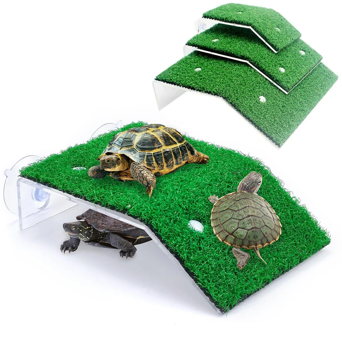 Turtle Basking Platform Lawn Resting Basking Platform Simulation Grass Ramps Tortoise Habitat 1005009089481942