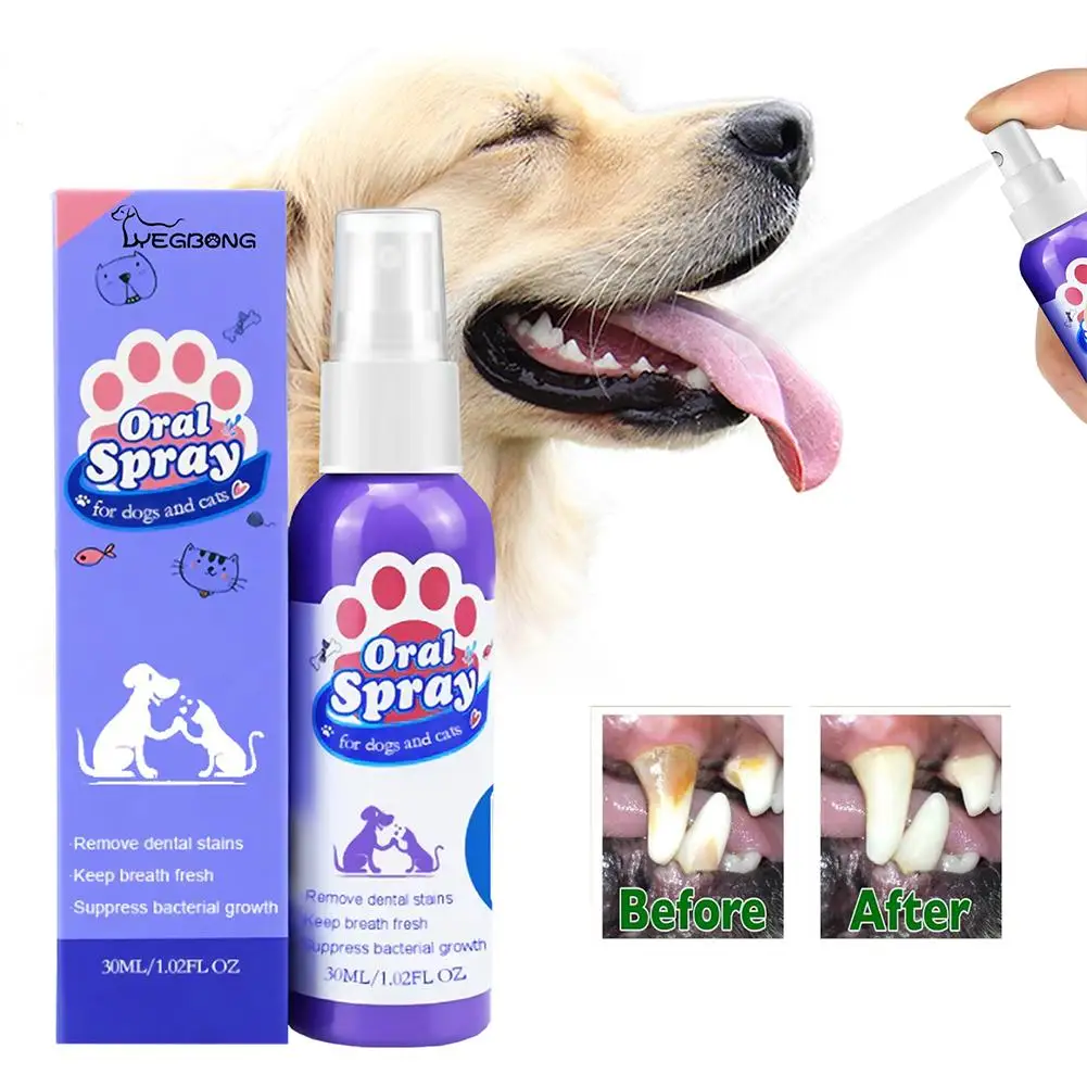 Pet Spray Dog Oral Care Pet Freshener Supply Deodorant Bad Breath Teeth Cleaning Plaque Care (30ml) 1005009092698405
