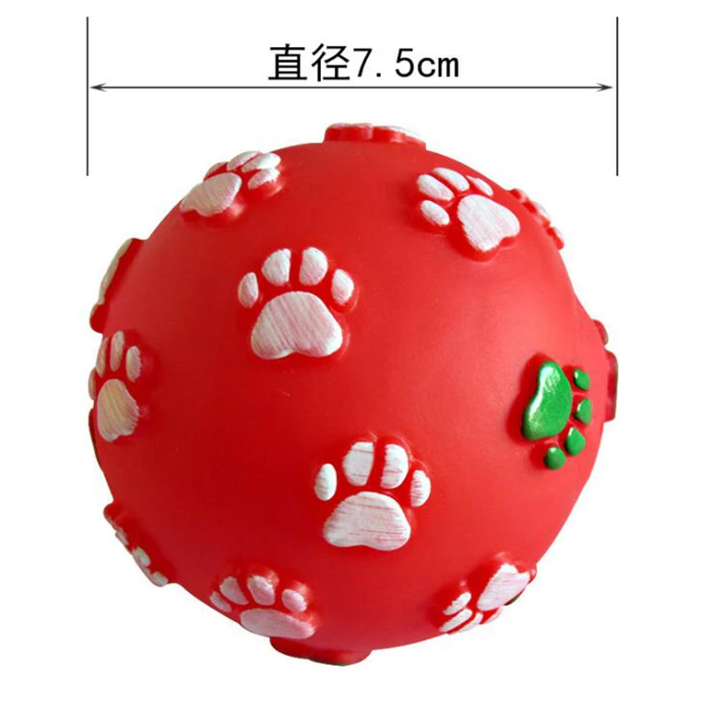 Funny Pet Dog Foot Print Ball Toy Colorful Sound Squeaky Toys for Dogs Cats Soft Rubber Chew Sound 1005009096523682