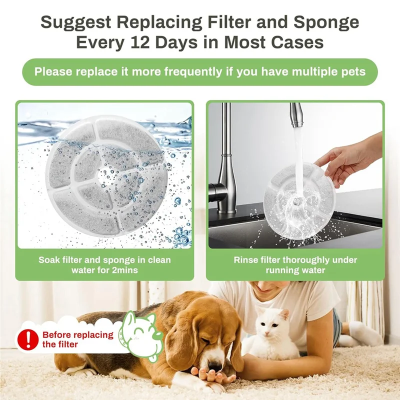 Kycor-Replacement Cat Water Fountain Filters for 2.5Gal/9.5L Dog Activated Pet 1005009106899751