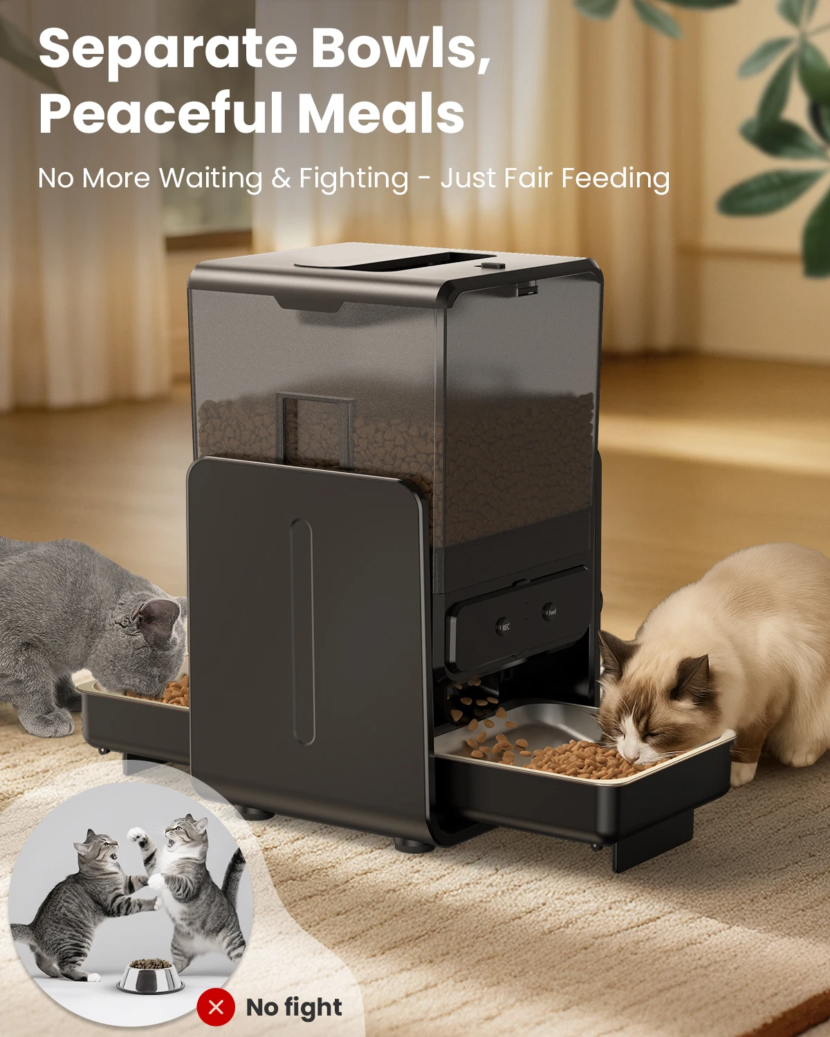 5L Automatic Cat Kibble Dispenser 2 Bowls Smart Voice Recorder Pluggable Control Panel Auto Cat 1005009111148473