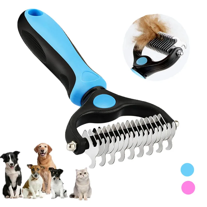 Pet Deshedding Brush Cat Comb Self Cleaning Hair Remover Grooming Tool for Dog and Cats De-Matting 1005009111150623