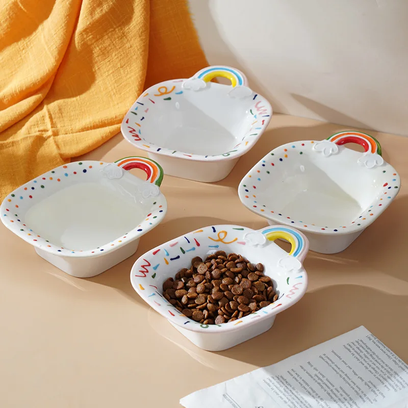 Ceramic Pet Bowl, Cat Food Basin, Printed Water Bowl, Small Dog Rice Bowl, Anti-Black Chin 1005009119204112
