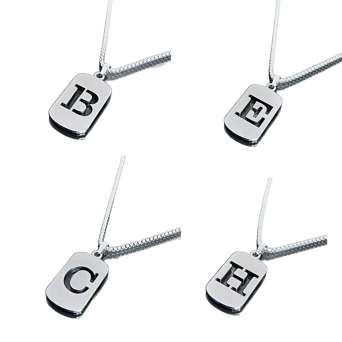 Stainless Steel Dog Tag Letter Necklace for Women Men Hip Hop Initial Pendant Necklace Sweater 1005009119896477