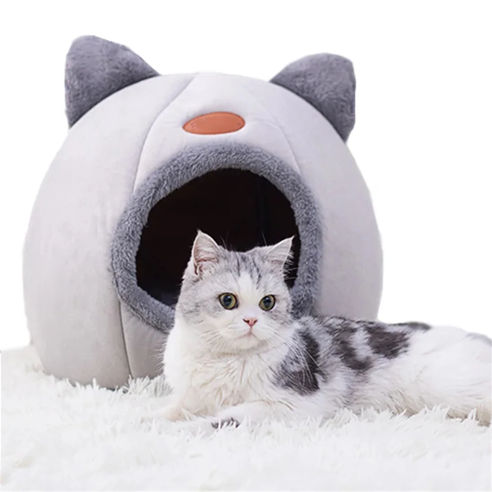 Winter Cat Cave Bed with Removable Cushion Pillow Soft Warm Pet House for Indoor Cats Puppy Kitten 1005009129491682