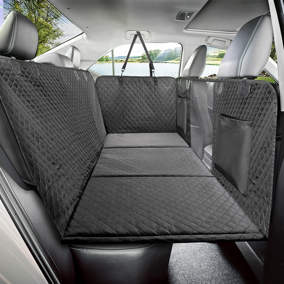 Dog Car Back Seat Extender Pet Backseat Covers with Hard Bottom Waterproof Safety Protector Hammock 1005009138497860