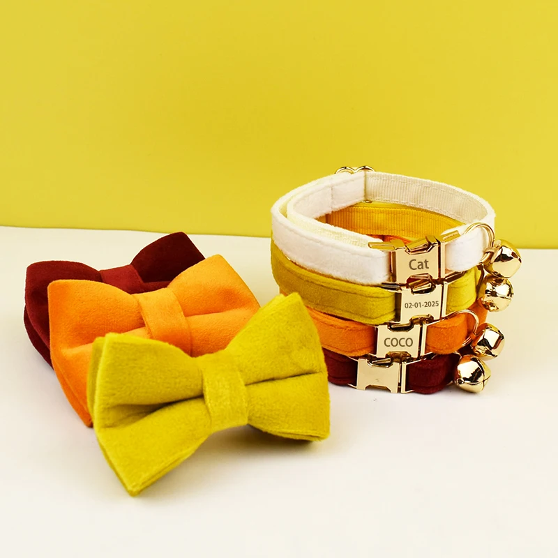 Stylish Adjustable Cat Collar with Bowknot Engraveable Pet Safety Feature for Choking Prevention 1005009138737480