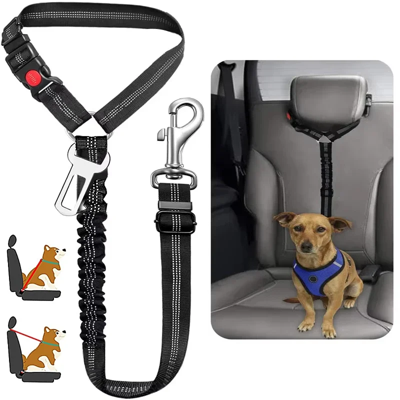 2 in 1 Adjustable Dog Car Seat Belt Pet Harness Clip Buckle Tether Car Travel Dog Safety Belt for 1005009141178422