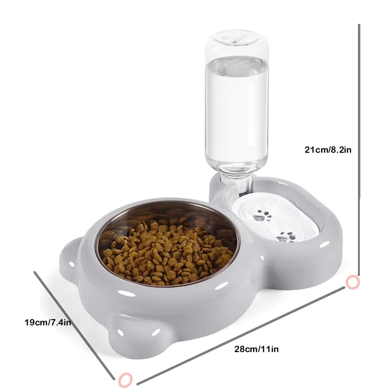 Cat Feeding Water Dispenser, Pet Water and Food Bowl Set, with Automatic Water Dispenser Bottle 1005009145649055