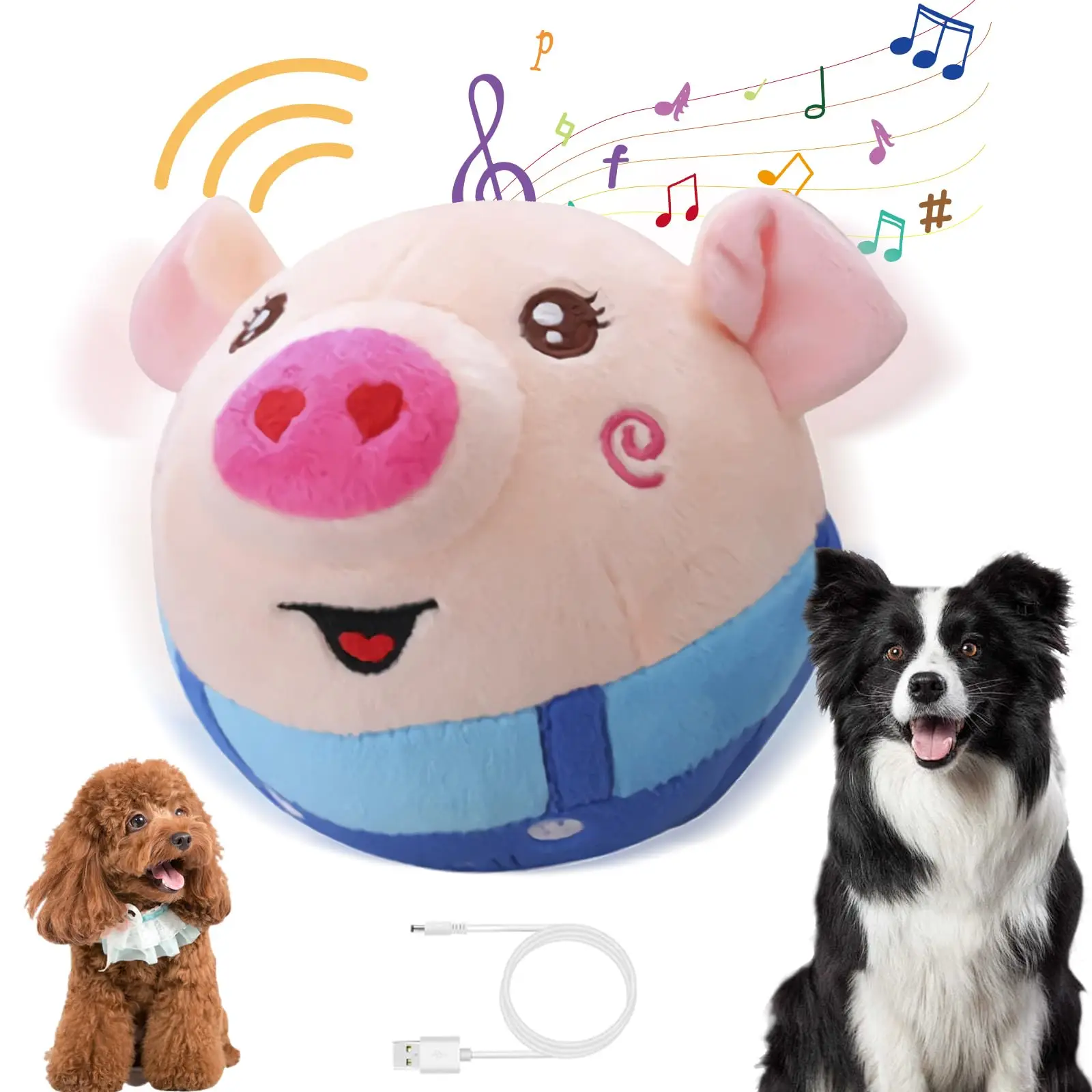 Smart Interactive Dog Toy, Moving Squeaky Pig Plush with Music 1005009150986352